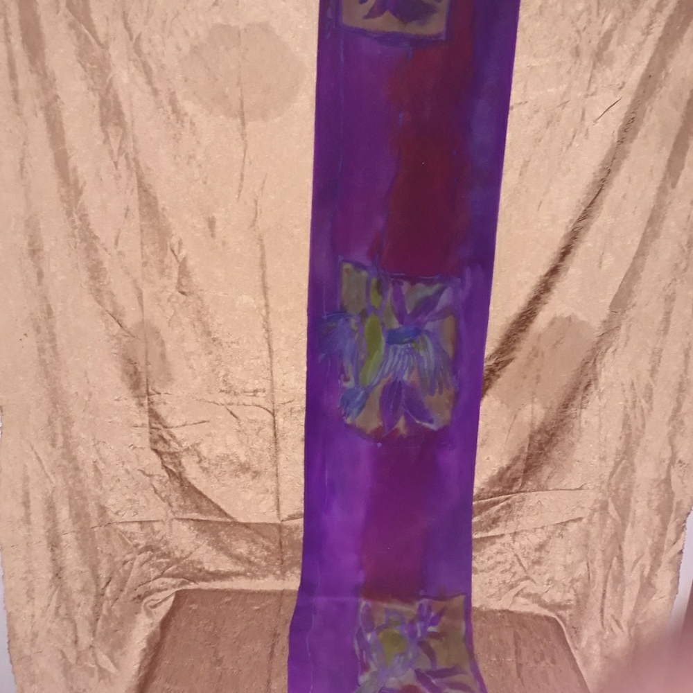 Hand-painted 100% silk scarf